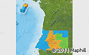Political Map of Equatorial Guinea, satellite outside, bathymetry sea