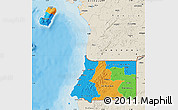 Political Map of Equatorial Guinea, shaded relief outside, bathymetry sea