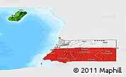 Flag Panoramic Map of Equatorial Guinea, single color outside, bathymetry sea, flag centered