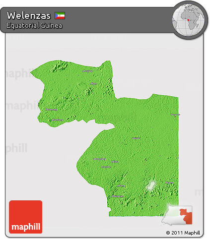 Political 3D Map of Welenzas, single color outside