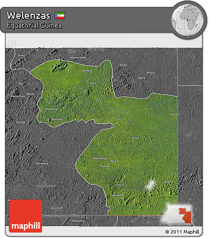Satellite 3D Map of Welenzas, desaturated