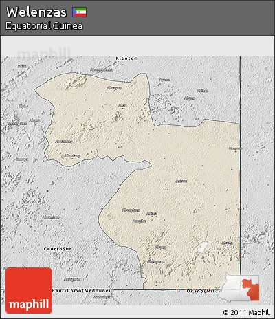 Shaded Relief 3D Map of Welenzas, desaturated