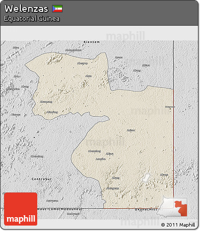 Shaded Relief 3D Map of Welenzas, desaturated