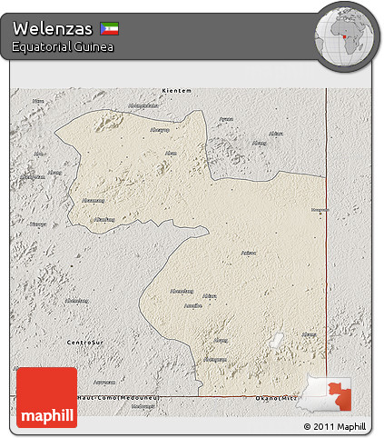Shaded Relief 3D Map of Welenzas, semi-desaturated