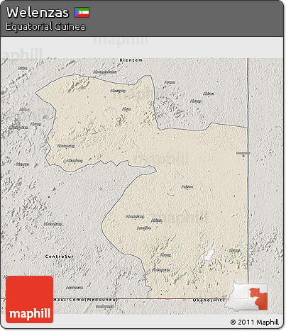 Shaded Relief 3D Map of Welenzas, semi-desaturated