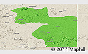 Political Panoramic Map of Welenzas, shaded relief outside