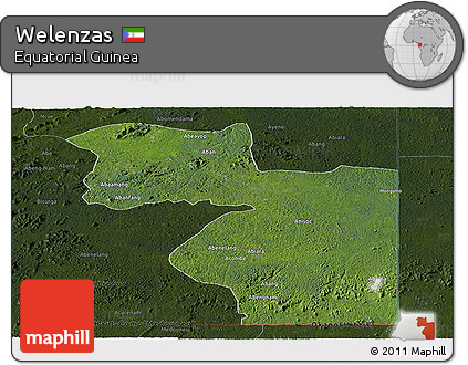Satellite Panoramic Map of Welenzas, darken