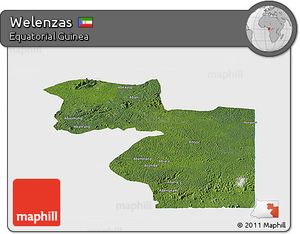 Satellite Panoramic Map of Welenzas, single color outside
