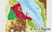 Flag 3D Map of Eritrea, physical outside, bathymetry sea, flag rotated