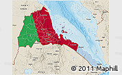 Flag 3D Map of Eritrea, shaded relief outside, flag aligned to the middle