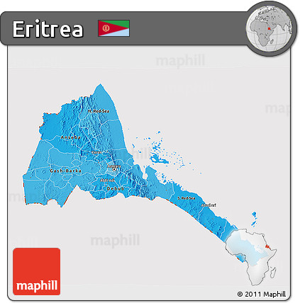 Political Shades 3D Map of Eritrea, cropped outside