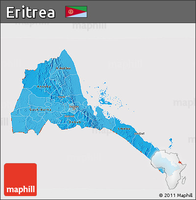 Political Shades 3D Map of Eritrea, cropped outside