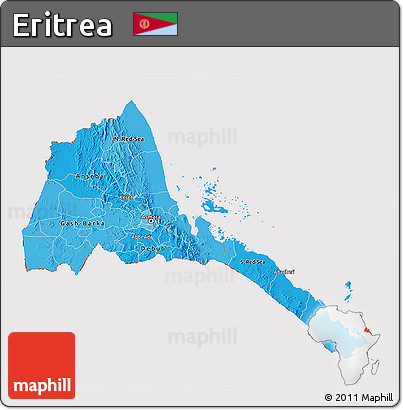 Political Shades 3D Map of Eritrea, cropped outside