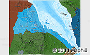 Political Shades 3D Map of Eritrea, darken, land only