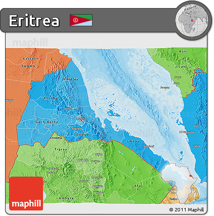 Political Shades 3D Map of Eritrea