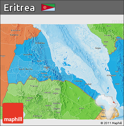 Political Shades 3D Map of Eritrea