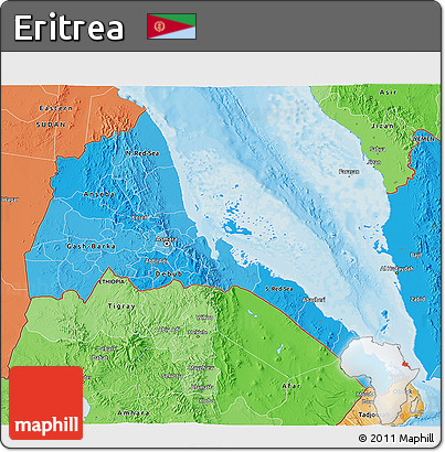 Political Shades 3D Map of Eritrea