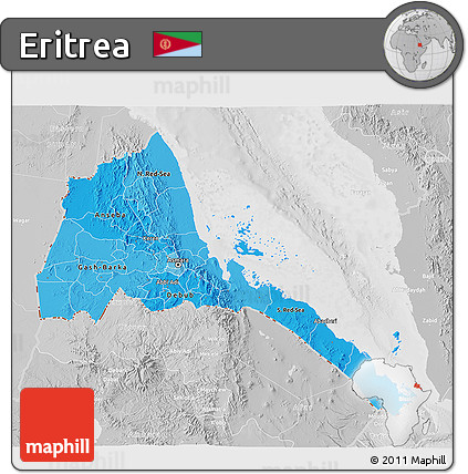 Political Shades 3D Map of Eritrea, lighten, desaturated