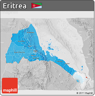 Political Shades 3D Map of Eritrea, lighten, desaturated