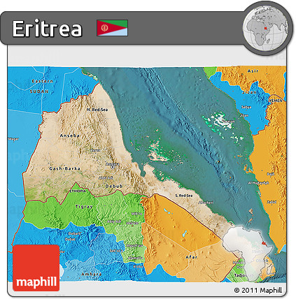 Satellite 3D Map of Eritrea, political outside, satellite sea