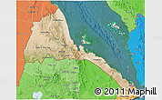 Satellite 3D Map of Eritrea, political shades outside, satellite sea