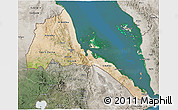 Satellite 3D Map of Eritrea, semi-desaturated, land only