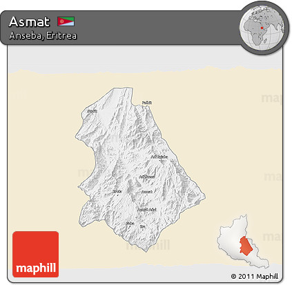 Classic Style 3D Map of Asmat, single color outside