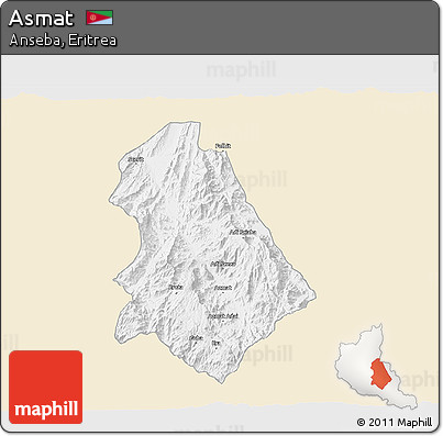 Classic Style 3D Map of Asmat, single color outside