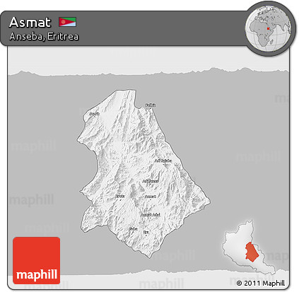 Gray 3D Map of Asmat, single color outside
