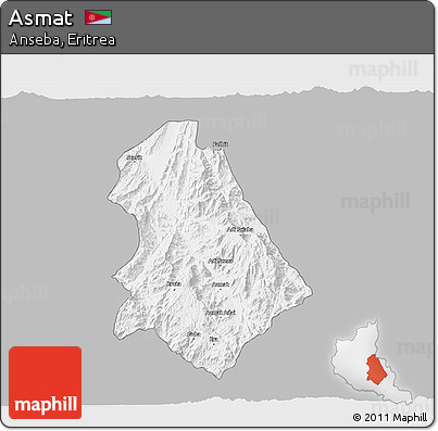 Gray 3D Map of Asmat, single color outside
