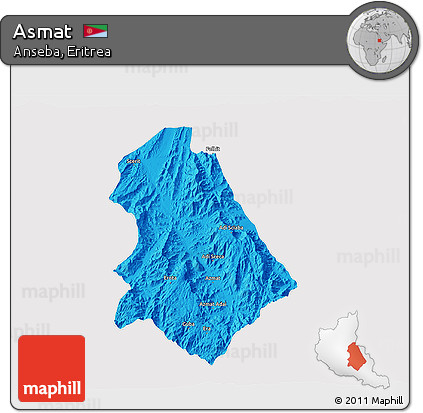 Political 3D Map of Asmat, cropped outside