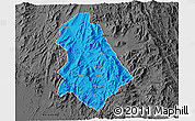 Political 3D Map of Asmat, darken, desaturated