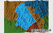 Political 3D Map of Asmat, darken