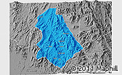 Political 3D Map of Asmat, desaturated