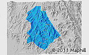 Political 3D Map of Asmat, lighten, desaturated
