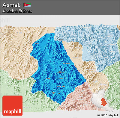 Political 3D Map of Asmat, lighten