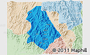 Political 3D Map of Asmat, lighten
