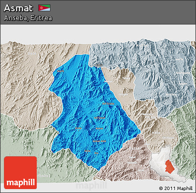 Political 3D Map of Asmat, lighten, semi-desaturated