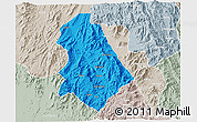 Political 3D Map of Asmat, lighten, semi-desaturated