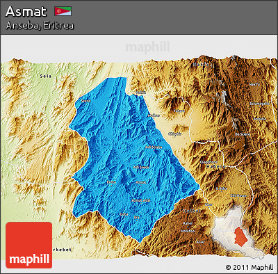 Political 3D Map of Asmat, physical outside