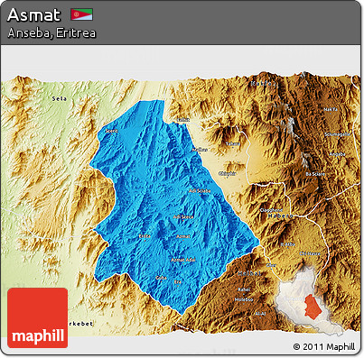 Political 3D Map of Asmat, physical outside