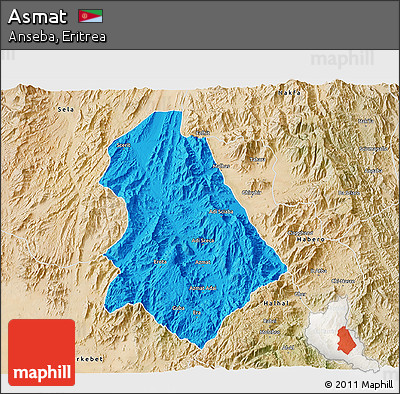 Political 3D Map of Asmat, satellite outside
