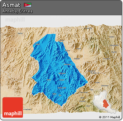 Political 3D Map of Asmat, satellite outside