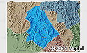 Political 3D Map of Asmat, semi-desaturated