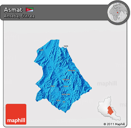 Political 3D Map of Asmat, single color outside