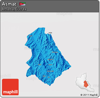 Political 3D Map of Asmat, single color outside