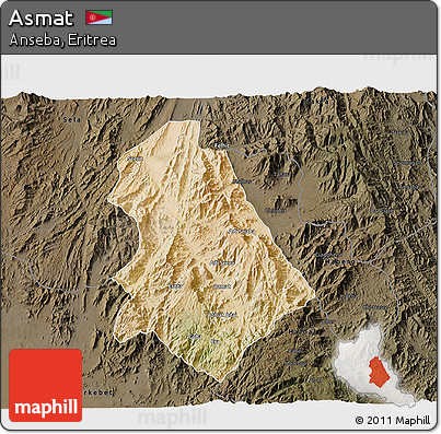 Satellite 3D Map of Asmat, darken