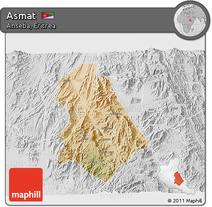 Satellite 3D Map of Asmat, lighten, desaturated