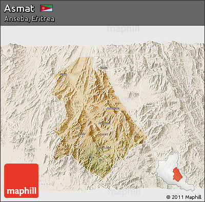Satellite 3D Map of Asmat, lighten
