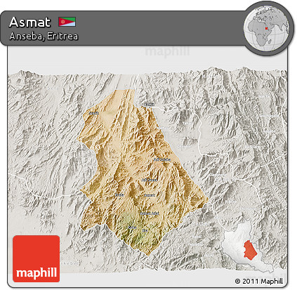 Satellite 3D Map of Asmat, lighten, semi-desaturated